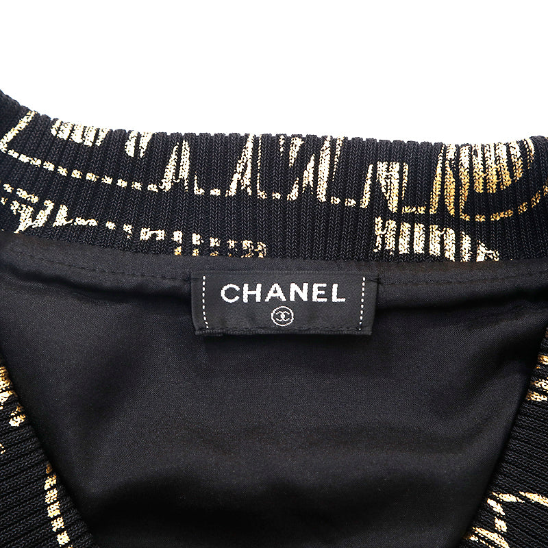 Chanel V-neck knit wool black x gold eit1297 – NUIR VINTAGE
