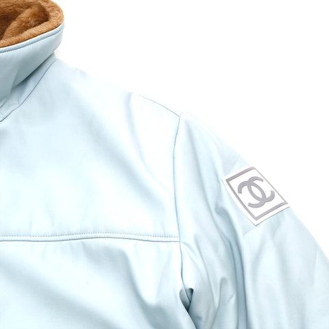 Chanel Sports Line Boa Jacket Coco Mark Blouson Polyester Blue eit1305