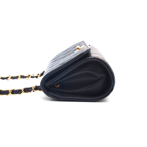 Chanel CHANEL Matelasse Caviar Turlock Chain Mini No. 3 Shoulder Bag Black eit1313