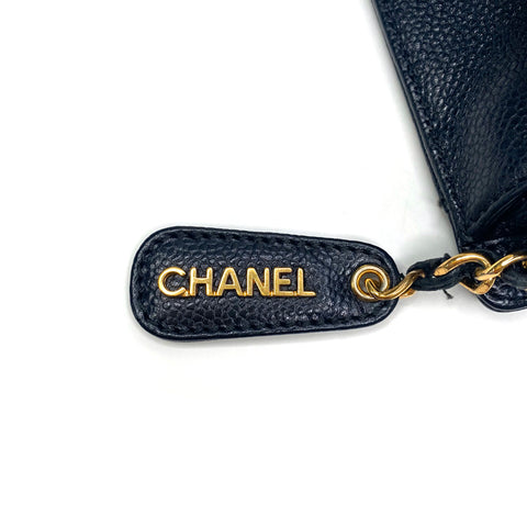 CHANEL 鱼子酱皮链条手提包 黑色 eit1875