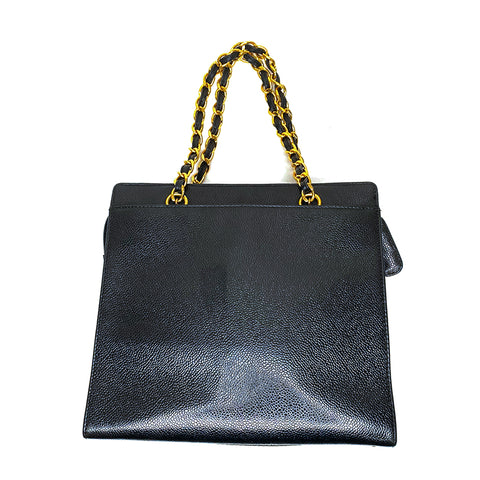 Chanel Caviar Hautkette Handtasche Schwarz EIT1875