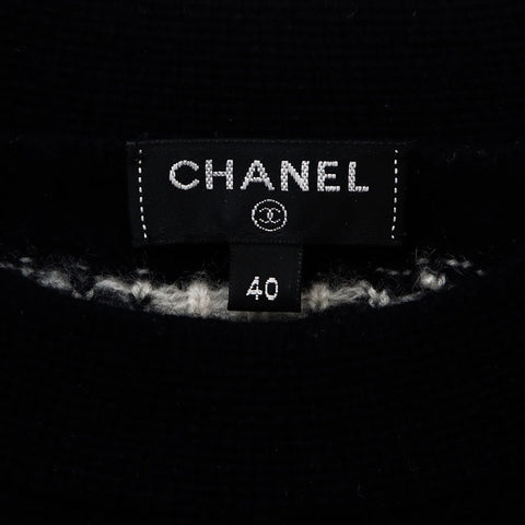 Chanel Ribbon Camellia Long Sleeve Knit Siz e:40 Sweater Black WS10456