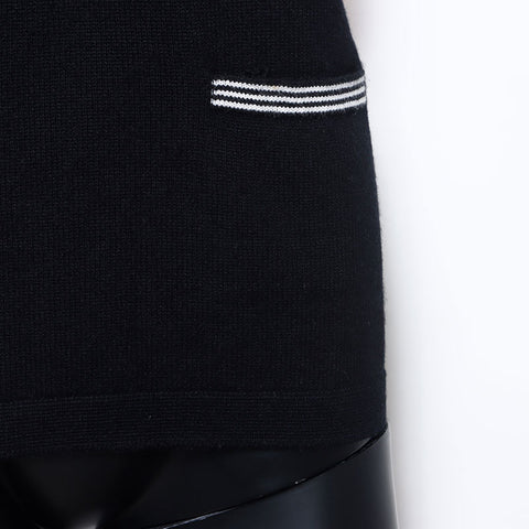Chanel Ribbon Camellia Long Sleeve Knit Siz e:40 Sweater Black WS10456