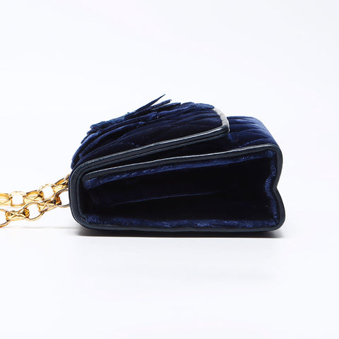 Chanel Camellia Matelasse Velor Umhängetasche Marine WS12250