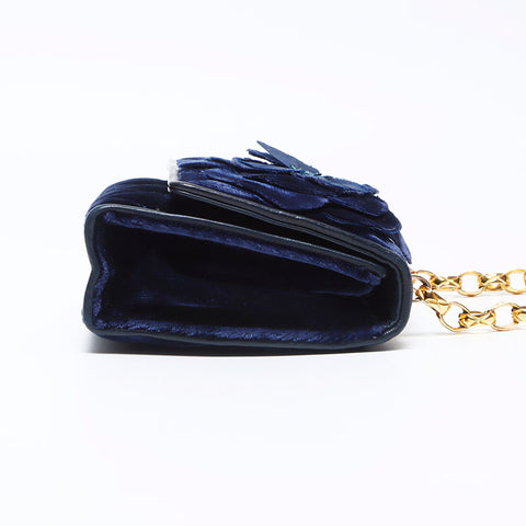 Chanel Camellia Matelasse Velor Umhängetasche Marine WS12250