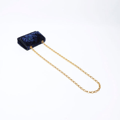 Chanel Camellia Matelasse Velor Umhängetasche Marine WS12250