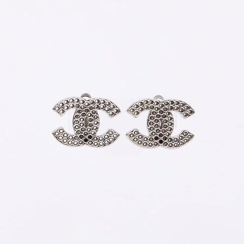 CHANEL COCO Mark punching 2003 Earring Silver WS12304