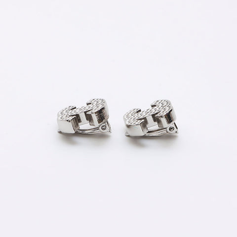 Chanel Coco Mark Punching 2003 boucles d'oreilles Silver WS12304