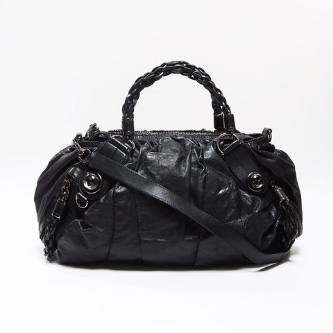 美品 グッチ GUCCI ギャラクシーライン レザー 2way ボストンバッグ ブラック WS13015