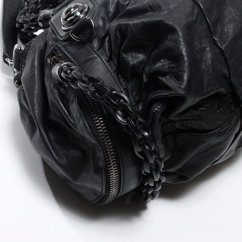 美品 グッチ GUCCI ギャラクシーライン レザー 2way ボストンバッグ ブラック WS13015