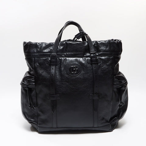 グッチ GUCCI ドローストリング レザー GGキャンバス マーモント トートバッグ ブラック WS13016