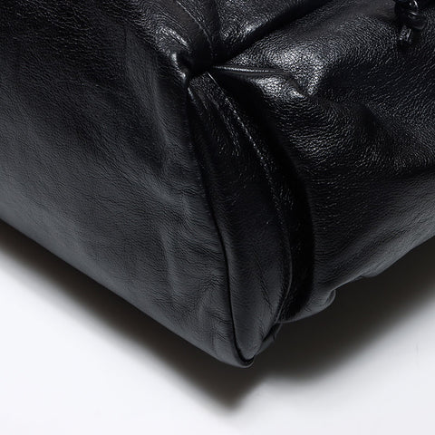 GUCCI Drawstring Leather GG Canvas Marmont Tote Bag black WS13016