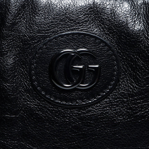 グッチ GUCCI ドローストリング レザー GGキャンバス マーモント トートバッグ ブラック WS13016