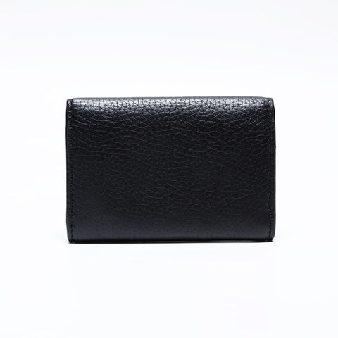 GUCCI Leather logo business card holder Card Case black WS22174