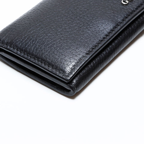 GUCCI Leather logo business card holder Card Case black WS22174