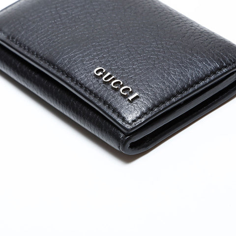 GUCCI Leather logo business card holder Card Case black WS22174