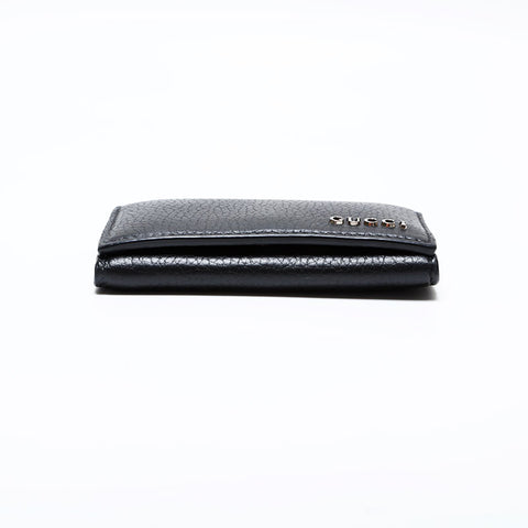 GUCCI Leather logo business card holder Card Case black WS22174