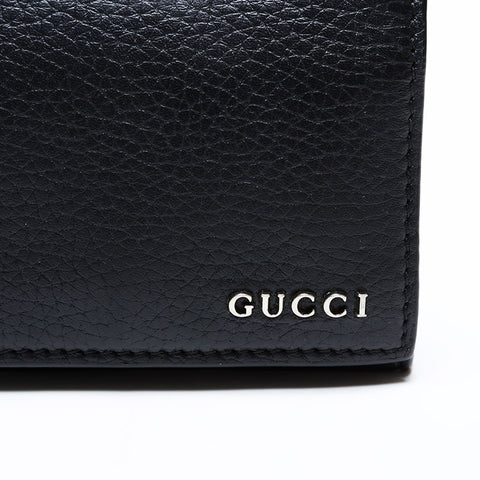 GUCCI Leather logo business card holder Card Case black WS22174