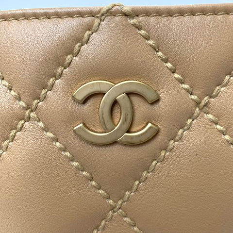 シャネル CHANEL ワイルドステッチ 2004年 トートバッグ カーフ ベージュ WS1578