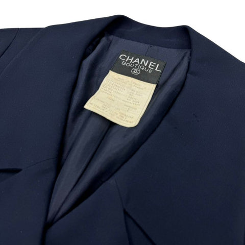 シャネル CHANEL ブルゾン ココボタン ジャケット ウール ネイビー eit1437