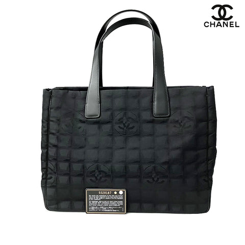 シャネル CHANEL ニュートラベルライン ナイロン レザー トートバッグ ブラック WS2941