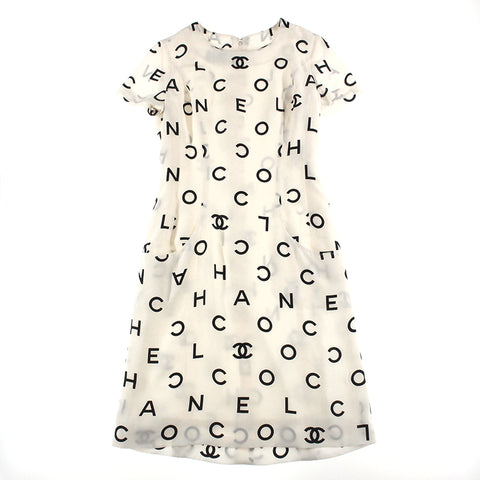 Chanel Coco Mark Logo Kleid weiß P4040
