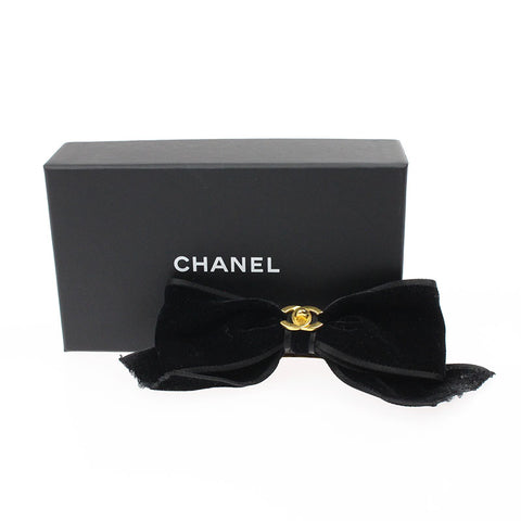Chanel Chanel Coco Mark Ribbon Valletta Velours Schwarz P4690