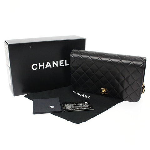 Chanel CHANEL Full Flap Matrasse Chain Shoulder Bag 7th Leather Black P4724