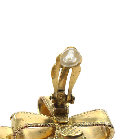 Chanel CHANEL Coco Mark Ribonon Ross Earring 97A Gold P5199