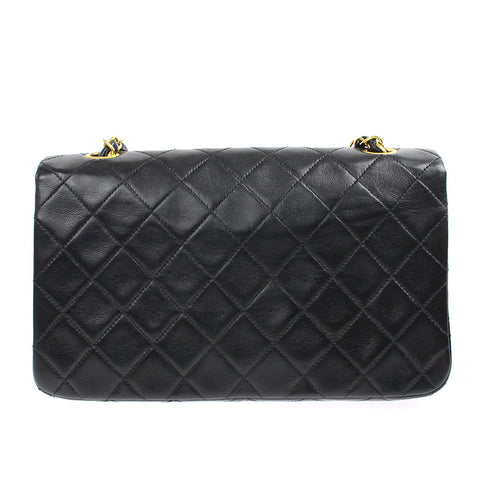 Chanel Chanel Matrasse Sac à bandoulière à volet complet 1er cuir noir P5526