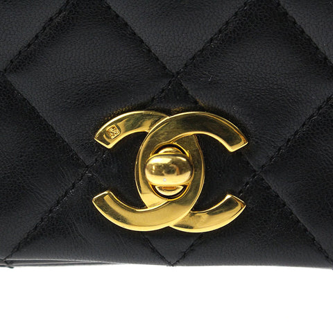 Chanel Chanel Matrasse Sac à bandoulière à volet complet 1er cuir noir P5526