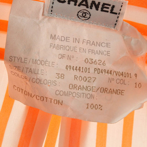 Chanel Chanel Coco Bouton Blouse à manches longues Chemises à manches longues Orange X White EIT0073P5709