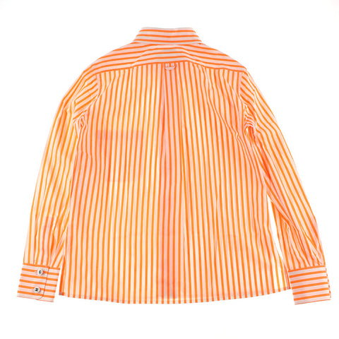 Chanel Chanel Coco Knopfstreifen Bluse Langarm Shirt Orange x Weiß EIT0073P5709