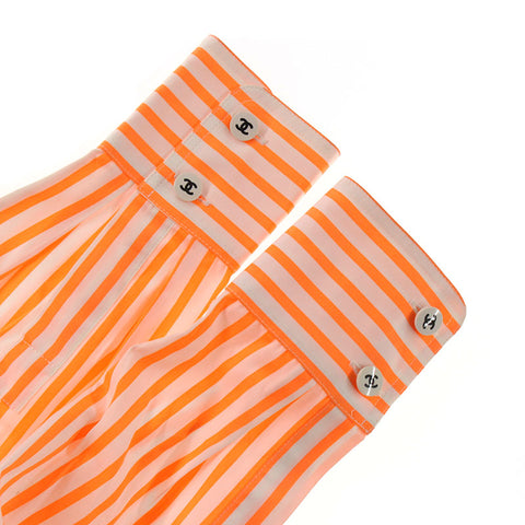 Chanel Chanel Coco Bouton Blouse à manches longues Chemises à manches longues Orange X White EIT0073P5709