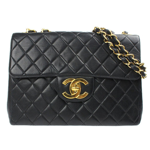 Chanel Chanel Decamatrasse Coco Mark Chain Umhängetasche 4. Leder schwarz p5856