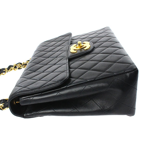 Chanel Chanel Decamatrasse Coco Mark Chain Umhängetasche 4. Leder schwarz p5856