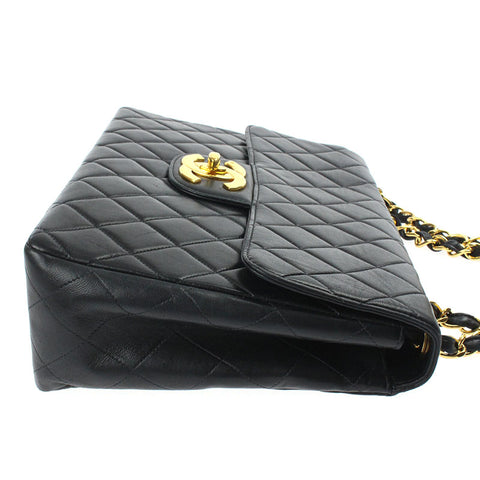 Chanel Chanel Decamatrasse Coco Mark Chain Umhängetasche 4. Leder schwarz p5856