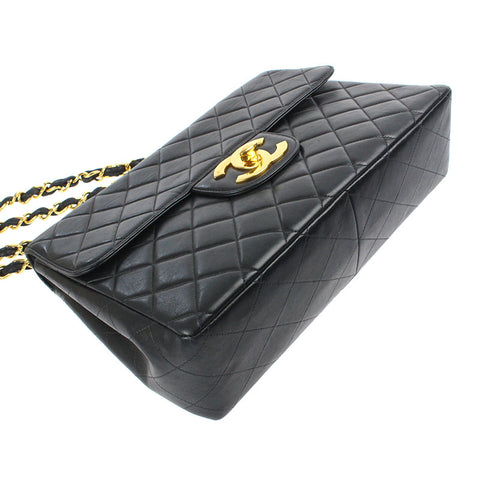 Chanel Chanel Decamatrasse Coco Mark Chain Umhängetasche 4. Leder schwarz p5856