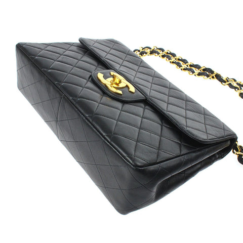 Chanel Chanel Decamatrasse Coco Mark Chain Umhängetasche 4. Leder schwarz p5856