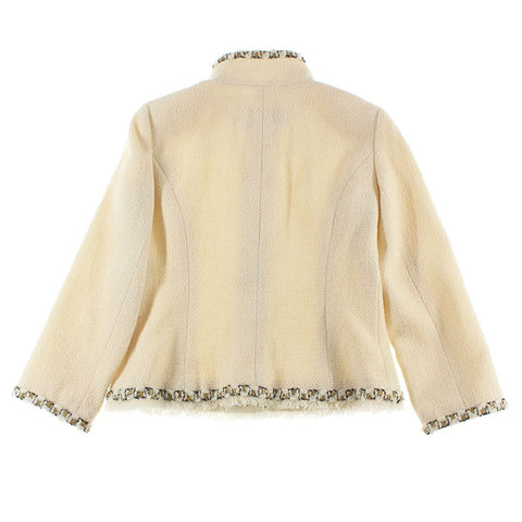 Chanel CHANEL Coco Button Tweed Jacket Ivory EIT0706P5921