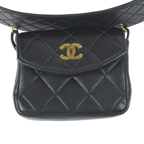 シャネル CHANEL ミニミニマトラッセ ココマーク ベルト ウエストバッグ ブラック eit0299P6962