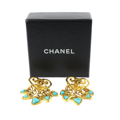 Chanel CHANEL Heart Color Stone Swing Yearing 95P Gold P7289