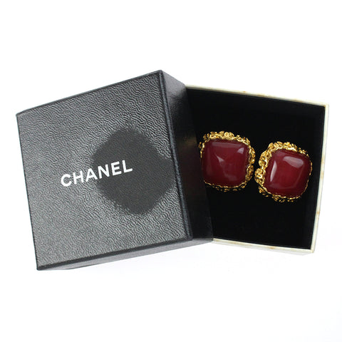 Chanel Chanel Color Boucles d'oreilles en pierre 2cc8 or x rouge P7441