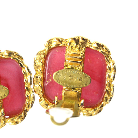 Chanel Chanel Color Stone Ohrring 2cc8 Gold X Red EIT0597P7441