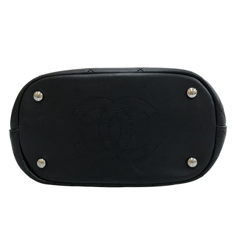 Chanel Chanel Matrasa Drehen Sie Rock Coco -Mark -Ketten -Umhängetasche Leder schwarz EIT0398