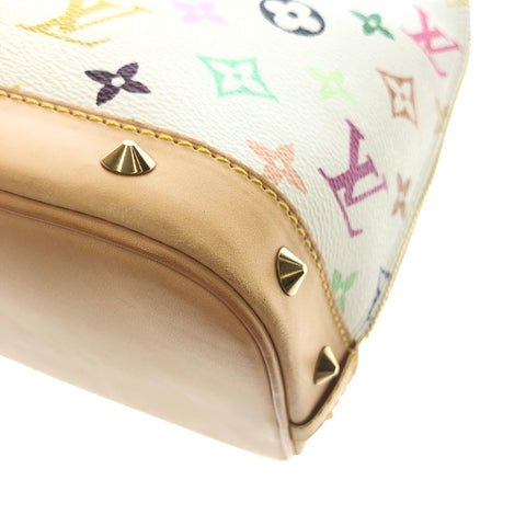 Authentic Louis Vuitton Monogram Multicolor Alma Hand Bag White and Wallet