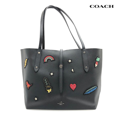 コーチ COACH ラージ ロケットモチーフ トート ハンドバッグ レザー ブラック T0043