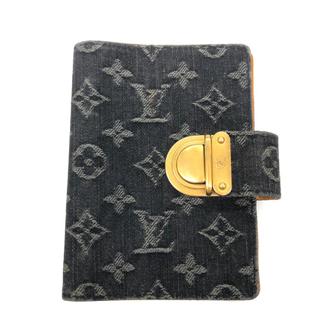 ルイ・ヴィトン LOUIS VUITTON モノグラム アジェンダ MM R21038 手帳カバー デニム ブラック P11641