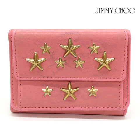 Jimmy Choo Star Studs Tri-gefaltete Brieftasche Leder Pink P11639
