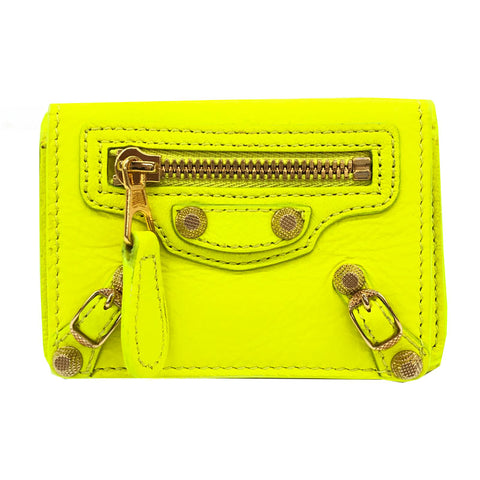 Balenciaga Classic Mini Wallet Tri-gefaltete Brieftasche Leder Yellow P11637